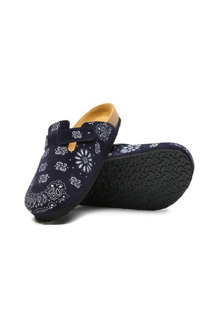 Comfortfusse Folk Capri - Erkek Ortopedik Deri Sabo Terlik Lacivert Süet Deri