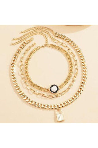 Retro Küçük Kokulu Rüzgar Kamelya Metal Zincir Kolye Avrupa Ve Amerikan Moda Çapraz Hollow Kilit Boyun Düğün Kolye Zincir Kolyeler Altın - Beyaz