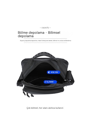 Erkekler İçin Şık Ve Fonksiyonel Tek Omuzlu Çanta Büyük Kapasiteli, Dikey Tasarım, İş Ve Günlük Kullanım İçin Pratik Crossbody Çanta Siyah