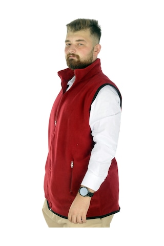 Mode Xl Erkek Polar Yelek Dik Yaka Fermuarlı 22549 Bordo 001