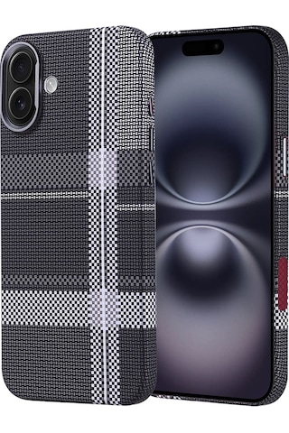 Apple Uyumlu iPhone 16 Plus Kılıf Kablosuz Şarj Özellikli Karbon Fiber Görünümlü Nekst Kapak