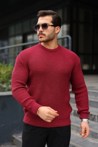 Butik İstanbul Erkek Bisiklet Yaka Örme Kazak Bordo