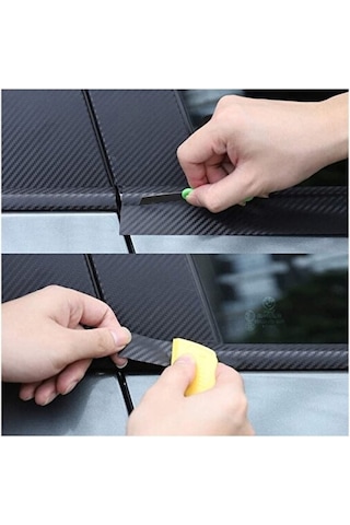 5cmx5mt Siyah Karbon Şerit Folyo Araç Kapı Direk Eşik Çıta Kapl