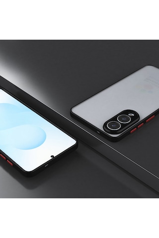Oppo Reno 11f 5g Kılıf Arkası Buğulu Kenarları Renkli Sert Premium Silikon Kapak Rcv/hux Siyah