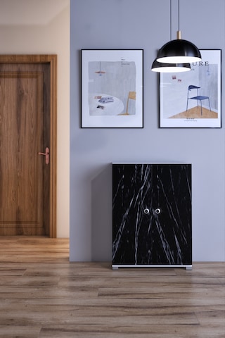 Prenses Çok Amaçlı Ayakkabı Erzak Antre Dolabı Beyaz - Siyah