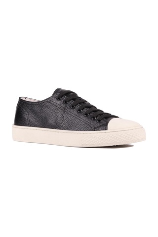 Shoetyle - Siyah Hakiki Deri Bağcıklı Erkek Sneaker 666-25-1251 Siyah