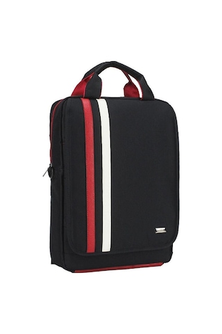 Case Club Laptop Sırt ve El Çantası 15.6" Omuz Askılı Taban Mat Destekli Kırmızı Beyaz Çizgili