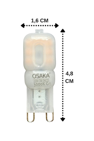 10 Adet Osaka 3w Sarı Işık 3000k Buzlu Dim Edilebilir G9 Duylu Led Kapsül Ampul