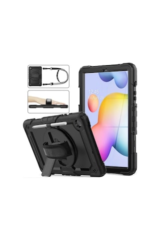 Samsung Galaxy Uyumlu Tab S6 Lite 10.4" P610/p620 Kılıf Defender Tank Zırh Silikon Askılı Tablet Kılıfı Kılıf