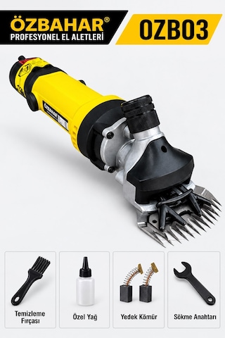 Özbahar Ozb03 320w Elektrikli Profesyonel Koyun Kırkma Makinesi 2400 Dev/dk, Beyuhan Bıçak, Yedek Kömürlü, Güçlü Motor
