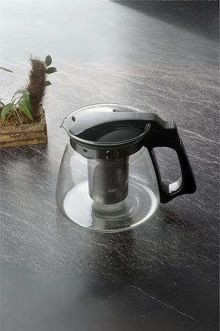 Süzgeçli Cam Demlik 1100 Ml Şeffaf