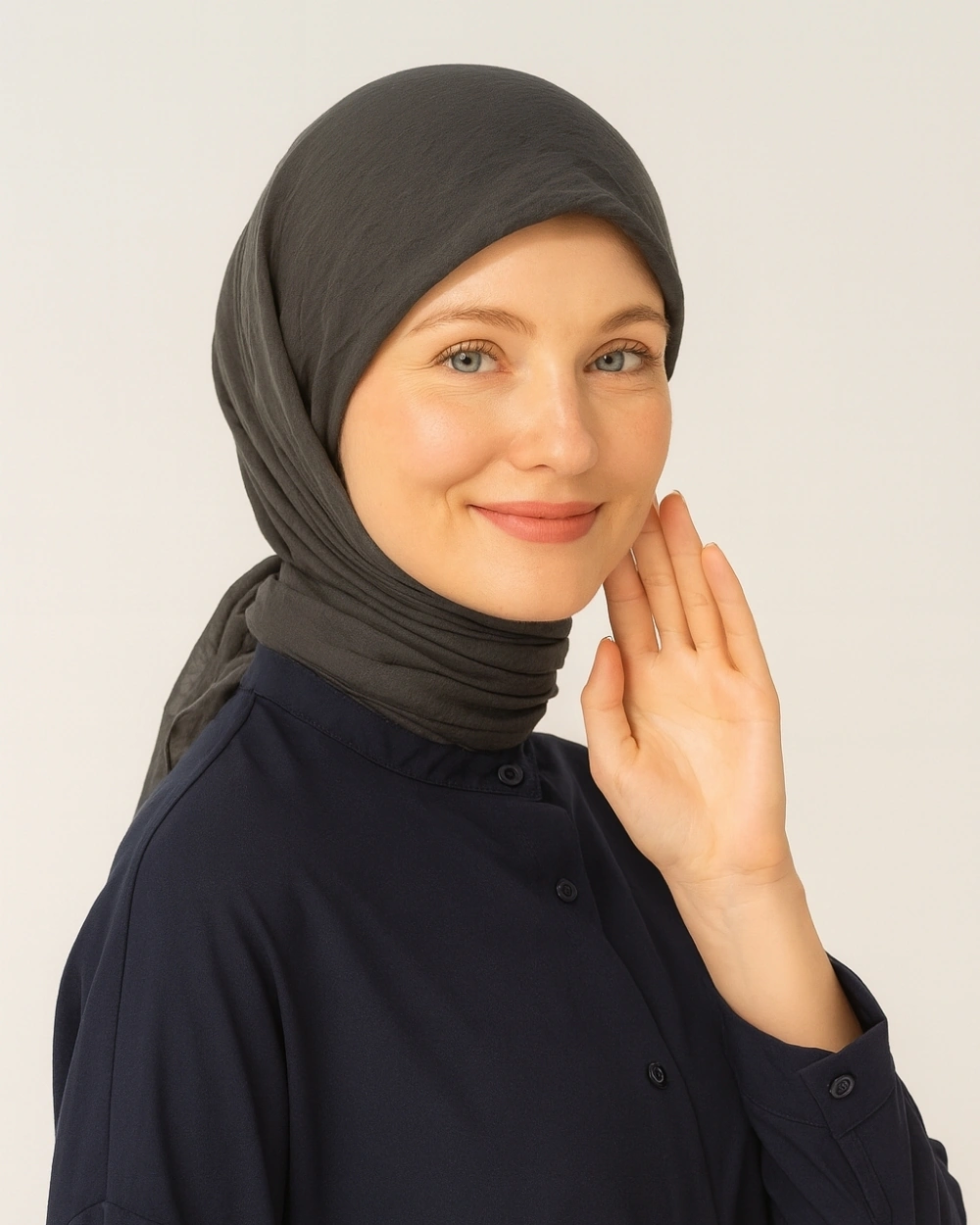 Konfor Eşarp 195x85 Cm 4 Mevsim Kullanım Terletmez, Kaymaz, Pamuk Polyester Karışımlı Rahat Eşarp Antrasit