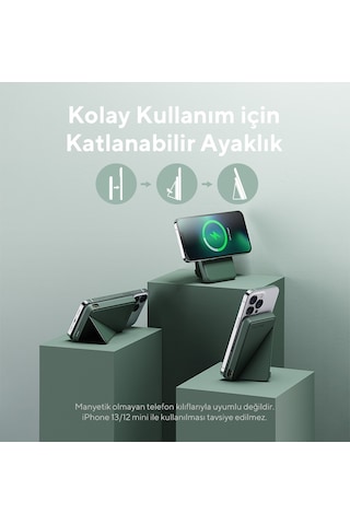 Voltme Yeşil Magpak 5000mah Magsafe Kablosuz Powerbank- 22.5w Yeşil