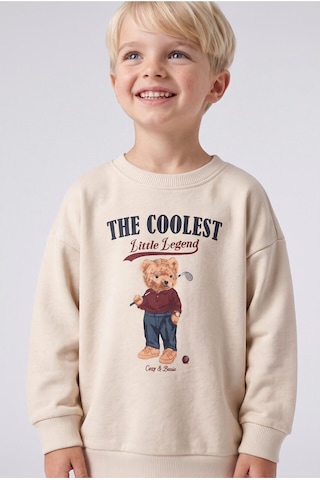 Defacto Oversize Bisiklet Yaka Ayıcık Baskılı İçi Yumuşak Tüylü Kalın Sweatshirt Erkek Bebek I3309a526wnbg734 Bej-bg734