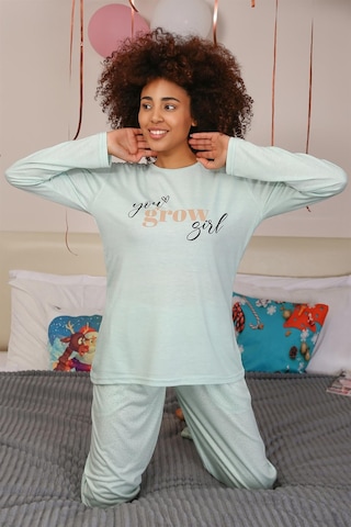 Akbeniz Kadın Penye Uzun Kol Pijama Takım 4188 - L Su Yeşili
