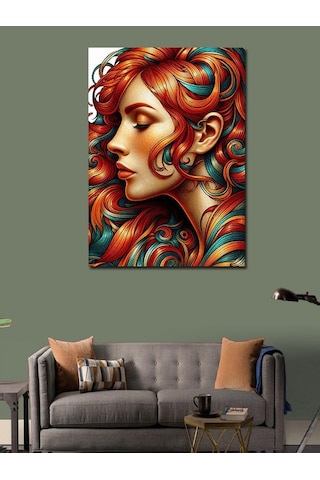 Kanvas Tablo Kırmızı Saçlı Kadın 50cmx70cm