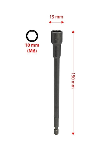 Leo 00705 Ekstra Uzun Manyetik Bits Lokma Somun Adaptörü 10x150 Mm