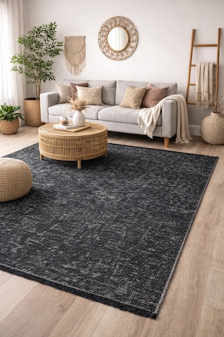 Hoom Rugs Vintage Vtg 105 Antrasit Dekoratif Yıkanabilir Kilim Antrasit