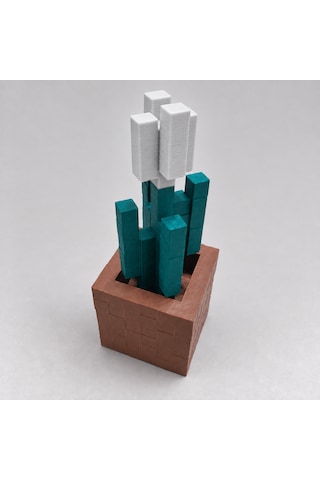 Piksel Lale Biblo - 3d Baskı, Minecraft Esintili Beyaz