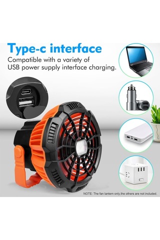 Artfulabode Turuncu Kamp Kamp İçin Güç Feneri Feneri Fanı Fanı Fanı Çadır Çadır Bankası Balıkçılığı Asılı Arada 2'si 1 Vt Turuncu