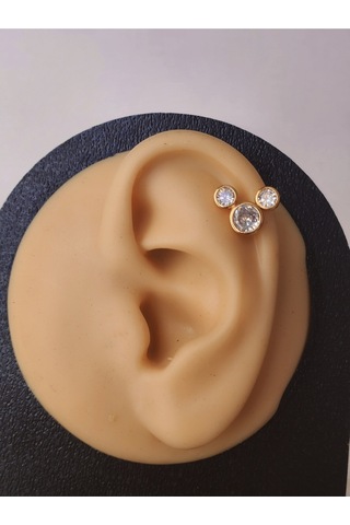 Mickey Mouse Gold Modeltragus Helix Piercing Ear Cuff Kıkırdak Çelik Küpe Gold