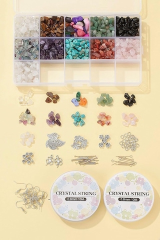 Obsessions Takı Yapma Seti, 11 Çeşit Doğal Taş, 10 Mm, Gümüş Rengi Dökme Takı Malzesi Ve Kristal Misina Diğer