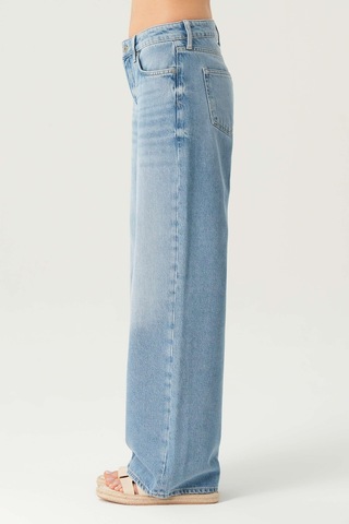 Weslie Açık Mavi Normal Bel Patı Düğmeli Wideleg Jean Pantolon C 4530-207 Açık Mavi
