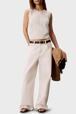 Calvin Klein % 100 Pamuk Dokulu Logo Monogramlı Süveter Lv047g321gyas Bayan Süveter Lv047g321g Yas Krem
