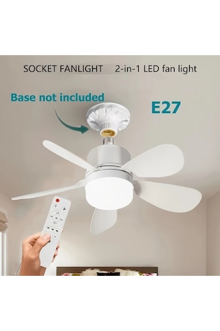 Xuweiwei Beyaz 1 Adet Modern Tavan Vantilatoru Isikli Uzaktan Kumandali 3 Hizli Sessiz E26 E27 Vidalı Fan Yatak Oturma Mutfak Icin 3 Renkli Karartma