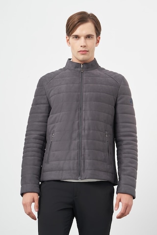 İmza Antrasit Süet Suni Deri Hakim Yaka Düz Yırtmaçsız Tam Astar Slim Fit Casual Deri Mont 1038245150 Antrasit
