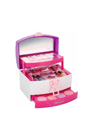 Sunman Pretty Pinky 3 Katlı Taşıma Çantalı Kız Çocuk Oyuncak Makyaj Güzellik Seti