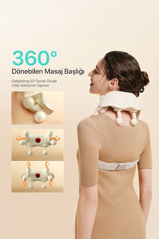 Hs500-2 Boyun Ve Omuz Masaj Aleti Shiatsu Masaj Terapisi Derin Rahatlama, Yoğurma Hissiyatı Bej