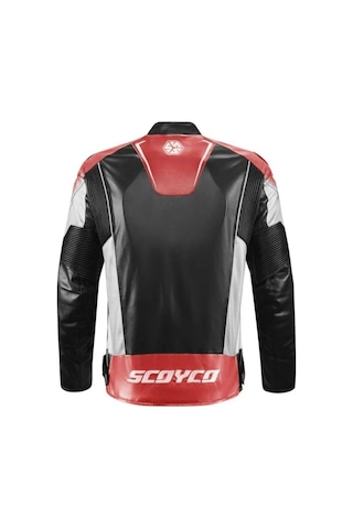 Motoanl Motosiklet Montu 4 Mevsim Deri Ve Maxdura Kumaş Racing Mont Pu Leather Black-red
