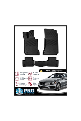 Mercedes C Serisi W205 3d Havuzlu Paspas 2014-2020 Arası Model Kokusuz