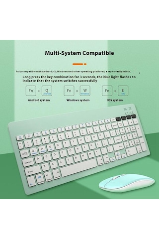 2858+030 Şarj Edilebilir Kızık Bluetooth Klavye Sessiz Fare Seti 800/1200/1600 Dpı Beyaz Optik