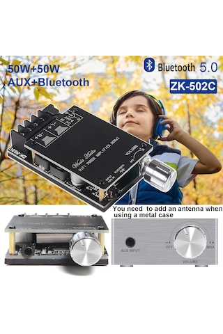 Zk-502c Bluetooth 5.0 Amplifikatör Kartı, 100w Ses Amfi Kartı Çift Kanallı Dc8-24v, Parolasız Evdeki Pasif Hoparl