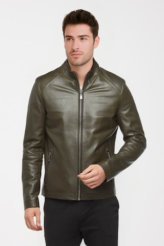 Derije Puyol Hakiki Jumbo Deri Erkek Haki Mont