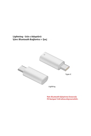 Apple Uyumlu iPad İçin Uygun, Lightning Type-c Erkek Kalem Dönüştürücü Kaleme Şarj Adaptörü
