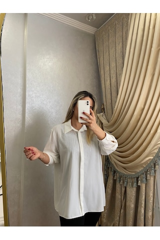 İlayla Taş Detaylı Gömlek Beyaz
