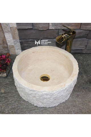 Traverten Dışı Dikey Patlama Mini Silindir Lavabo