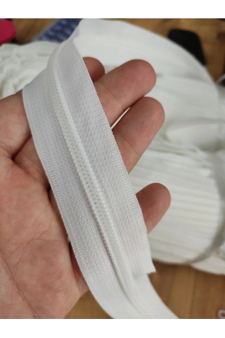 Beyaz T10 Şerit Fermuar - Metrelik Fermuar 10 Metre 10 Başlık