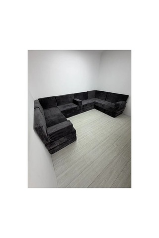 Premium Kadife Kumaş, Konforlu Yer Kanepesi ,modüler Şark Köşesi Takımı - Antrasit - 40 Cm - U Set