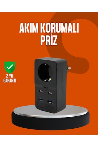 Akım Korumalı Priz 4 Usb Type C Destekli Yüksek Isı Dayanımlı 1