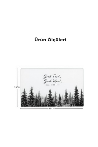 Good Mood Desenli Cam Kesim Tahtası - 25x35cm -dayanıklı Ve Pratik Kesim Matı Siyah