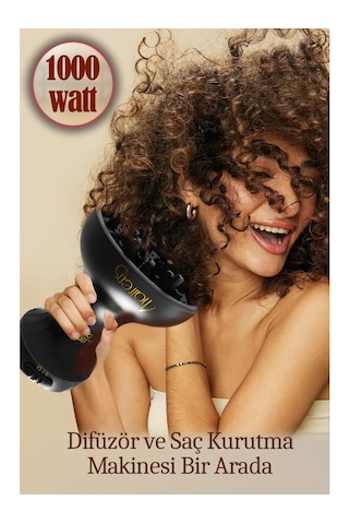 Hrs-530 Kıvırcık Saçlara Özel Saç Kurutma Makinesi & Vigo Dalgalandırıcı 1000 Watt - Siyah