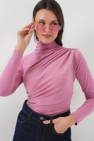 Defymoda 925 Büzgü Detaylı Sandy Bluz - Gül Kurusu Gül Kurusu