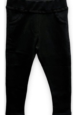 Kız Çocuk Beli Lastikli Pamuklu Tayt Pantolon-11455 SiYAH