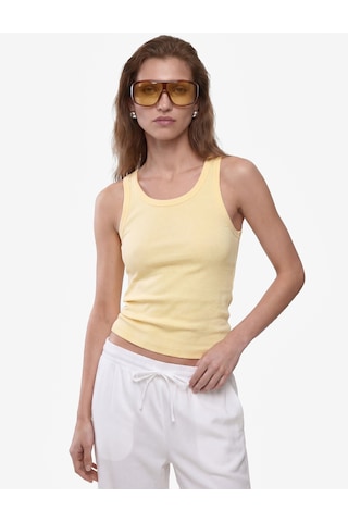 Koton Pamuklu Kaşkorse Slim Fit U Yaka Fitilli Atlet Sarı 6sak10387ek