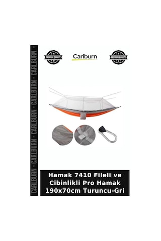 Özel Üretim Hamak 7410 Fileli Ve Cibinlikli Pro Hamak 190x70cm Turuncu-gri Seyahat Taşınabilir Bahçe Standart