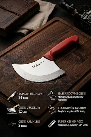 Lazbisa MFT-524 Silver Serisi Pide Börek Bıçağı Mutfak Bıçak Pizza Bıçak Kırmızı